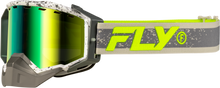 Load image into Gallery viewer, FLY RACING - ZONE SNOW GOGGLE GRY/HI-VIS W/GREEN MIRROR/YELLOW LENS - 37-50281