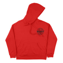 Load image into Gallery viewer, EVP Checkered Race hoodie — black or EVP red, logo on front and back