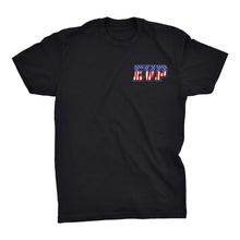 Load image into Gallery viewer, EVP Patriot T-Shirt - American flag style with EVP logos front and back (Black or Gray)