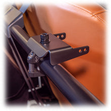 Load image into Gallery viewer, black powder-coated universal air pumper bracket on roll cage bar
