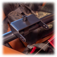 Load image into Gallery viewer, Black powder-coated universal air pumper bracket on roll cage bar
