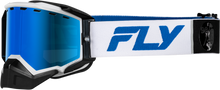 Load image into Gallery viewer, FLY RACING - ZONE ELITE SNW GOGGLE WHT/BLUE W/DRK BLU MIR/PLRZD SMOKE LENS - 37-4104
