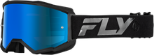 Load image into Gallery viewer, FLY RACING - ZONE GOGGLE BLACK/BLACK W/ SKY BLUE MIRROR/SMOKE LENS - 37-51525
