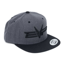 Load image into Gallery viewer, EVP heather gray canvas snapback hat with stealth stitched EVP logo
