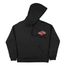 Load image into Gallery viewer, EVP Heritage Speed Shop hoodie — black with retro logo on front and back

