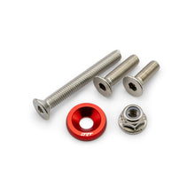 Load image into Gallery viewer, Race-inspired fender washer hardware kit, raw aluminum look, replaces OEM steel washers
