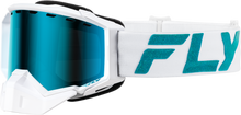Load image into Gallery viewer, FLY RACING - ZONE ELITE SNW GOGGLE WHT/TEAL W/ SKY BLUE/POLARIZED SMK LENS - FLB-24ZP2
