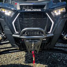 Load image into Gallery viewer, Polaris RZR Turbo S Front Winch Sport Bumper w/ Lights Black Thumper Fab
