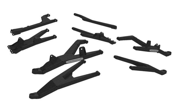 Defender Long Travel Control Arms Pre-Installed Black UniBall Thumper Fab